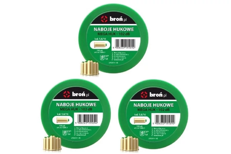 Naboje hukowe .22 Long Blank / 6mm Long typ 5,6/16 MEGA HUK - 3x100 szt.do BAS Stalker/Zoraki K6L