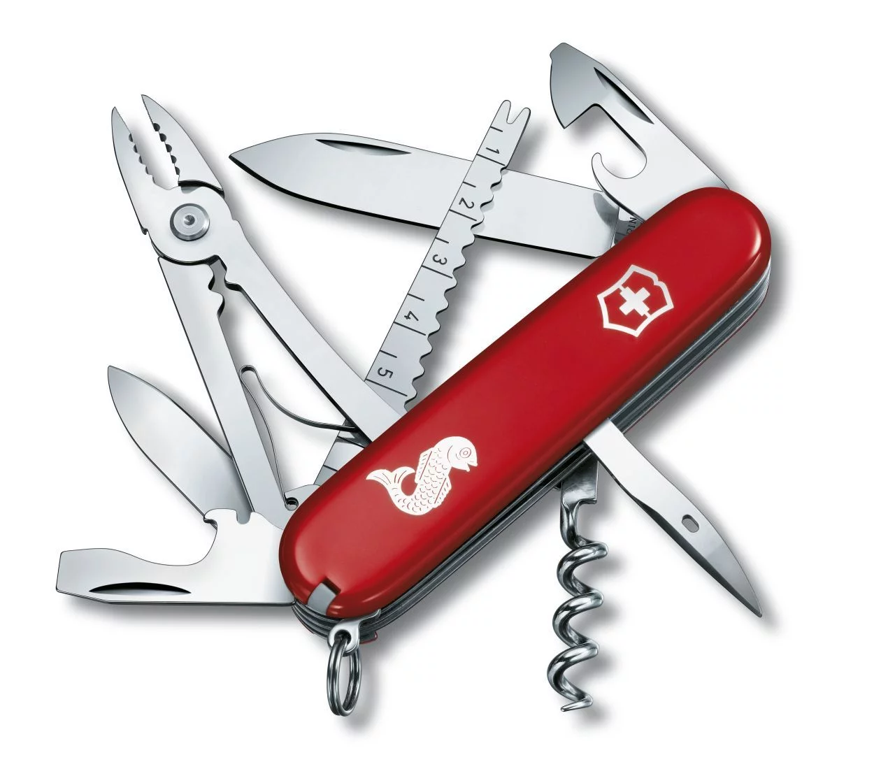 Zdjęcie produktu Scyzoryk Victorinox Angler, 18 funkcji, dł.91 mm, czerwony (1.3653.72) 