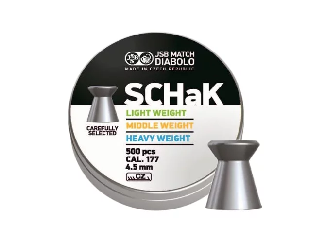 Zdjęcie produktu Śrut 4,5 mm Diabolo JSB Schak LP 500 szt. 0,535 g płaski (001045-500/4,49 N)