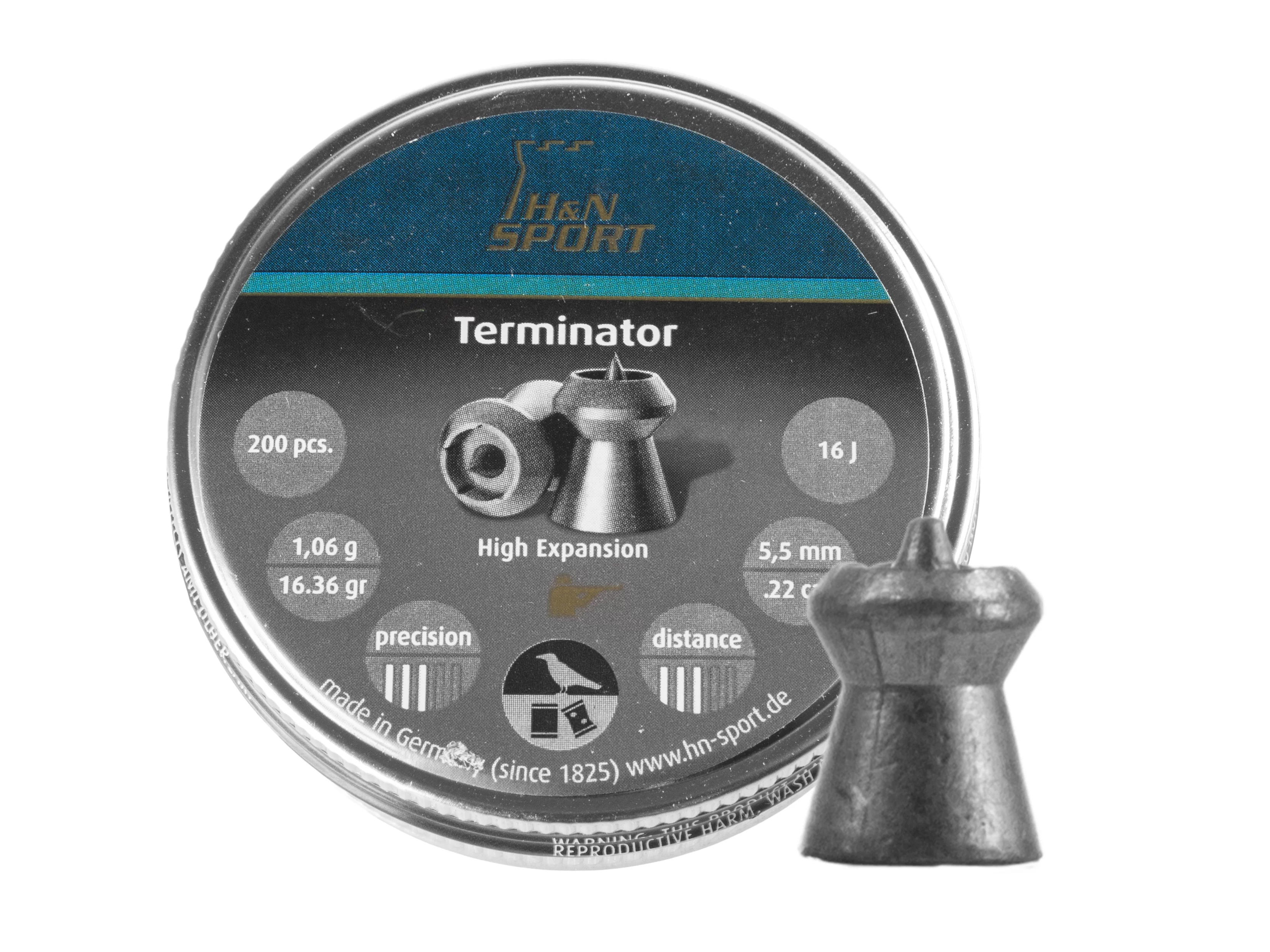 Zdjęcie produktu Śrut 5,5 mm Diabolo H&N Terminator  200 szt. szpiczasty (92215500003)