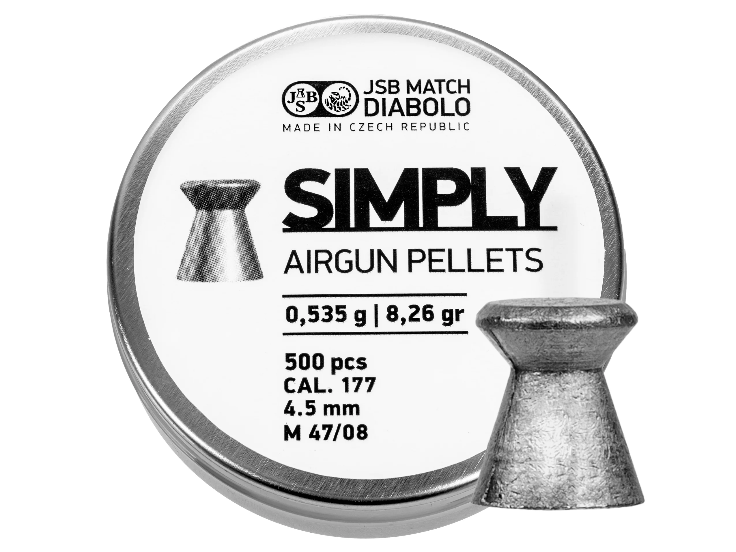 Zdjęcie produktu Śrut 4,5 mm Diabolo JSB Simply 500 szt. 0,535 g płaski (001245-500)