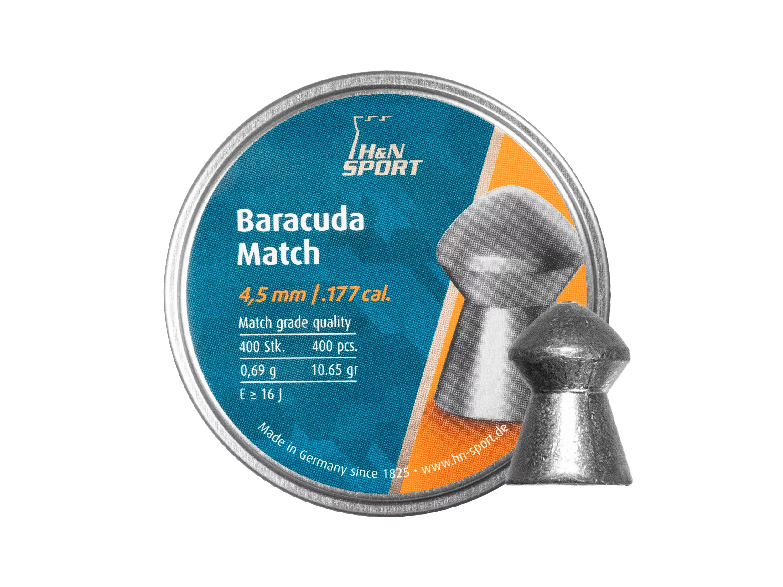 Zdjęcie produktu Śrut 4,51 mm Diabolo H&N Baracuda Match 400 szt. półokrągły (92284510004)