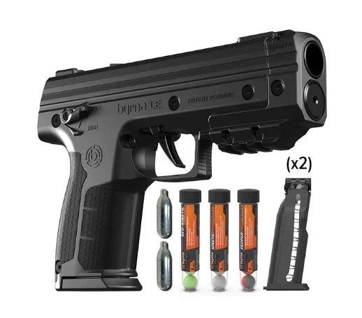 Zdjęcie produktu Pistolet na kule gumowe i pieprzowe BYRNA LE BLACK k.68 CO2-12g zestaw (LK68300-1)
