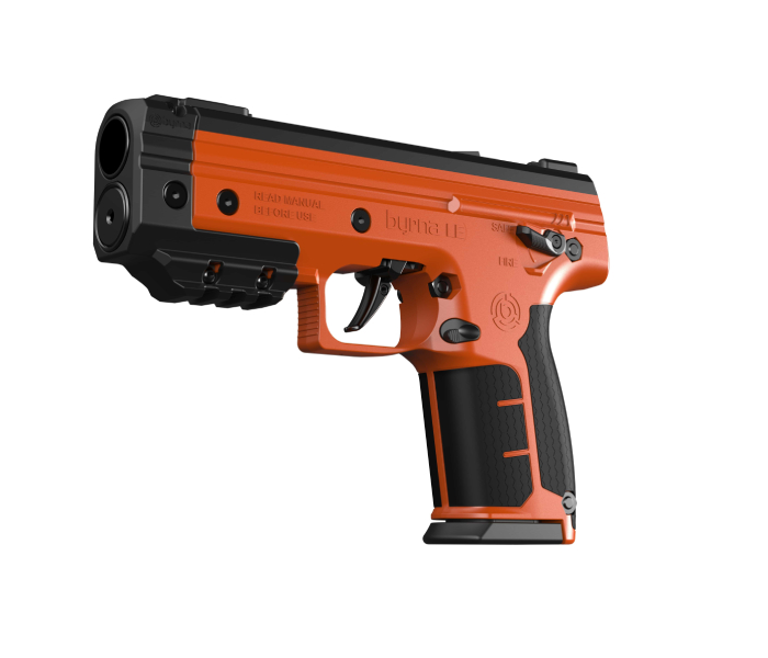 Zdjęcie produktu Pistolet na kule gumowe i pieprzowe BYRNA LE ORANGE k.68 CO2-12g zestaw (LK68300-2)