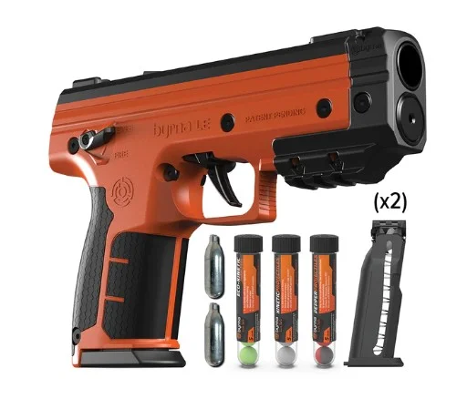 Zdjęcie produktu Pistolet na kule gumowe i pieprzowe BYRNA LE ORANGE k.68 CO2-12g zestaw (LK68300-2)