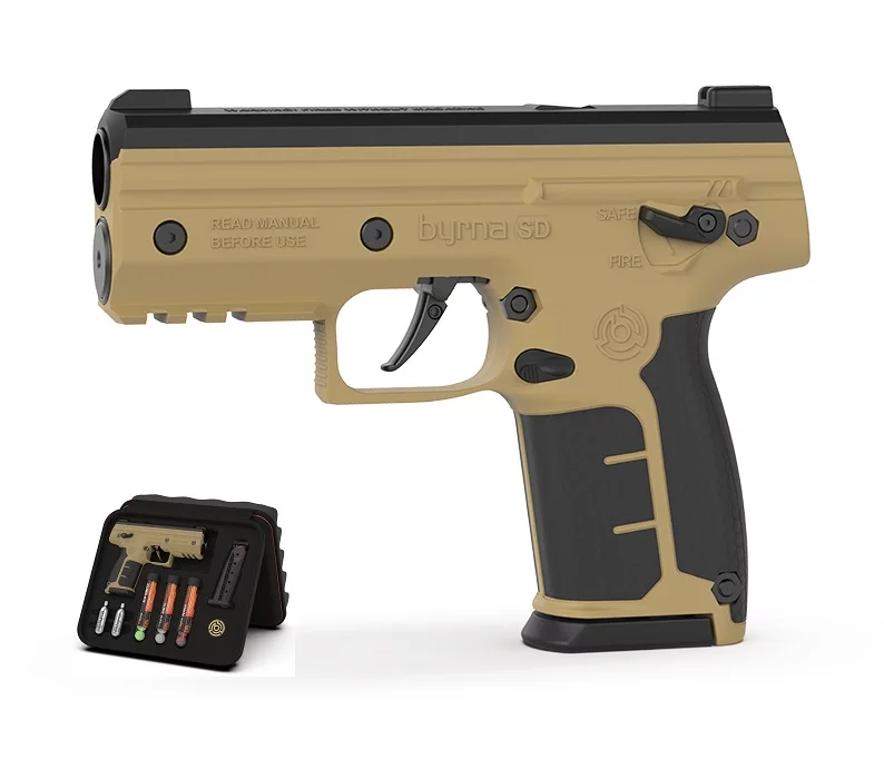 Zdjęcie produktu Pistolet na kule gumowe i pieprzowe BYRNA SD TAN k.68 CO2 8g zestaw