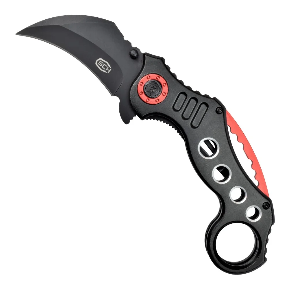 Zdjęcie produktu Nóż SCK - Steel Claw Knives - Karambit K29 czarno czerwony (CC-CW-K29) 