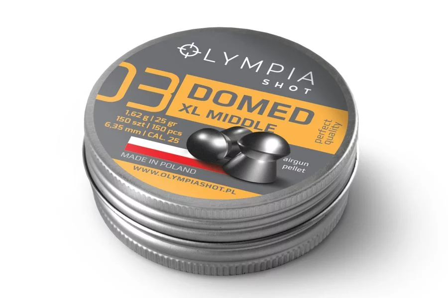 Zdjęcie produktu Śrut 6,35 mm Diabolo OLYMPIA SHOT Domed XL ciężki 150 szt. grzybek (DXL-150M)