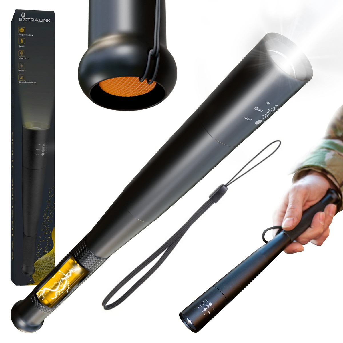 Zdjęcie produktu Latarka kij bejsbolowy Extralink EFL-1101 Combat 10W, 300lm