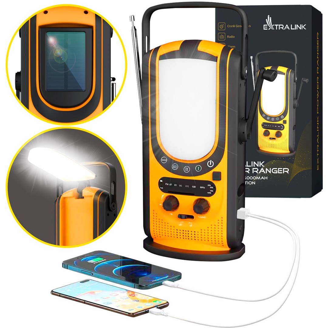 Zdjęcie produktu Radio awaryjne solar, dynamo, Powerbank Extralink Power Ranger EPS-6000 6000mAh, Radio FM, Lampka LED