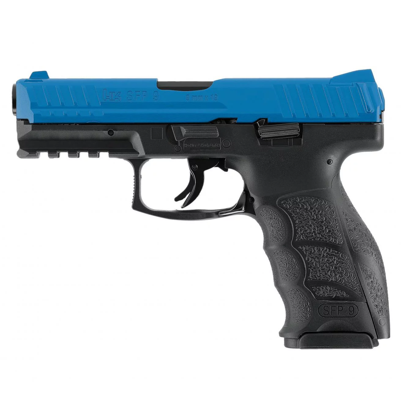 Zdjęcie produktu Pistolet na kule gumowe RAM Heckler&Koch T4E SFP9 kal. 43 CO2 z niebieskim zamkiem (2.4001)