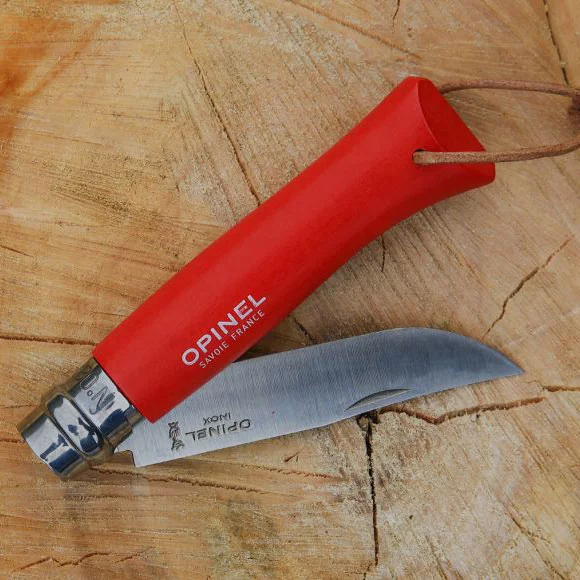 Nóż Opinel Colorama 08 inox grab czerwony z rzemieniem (001705)