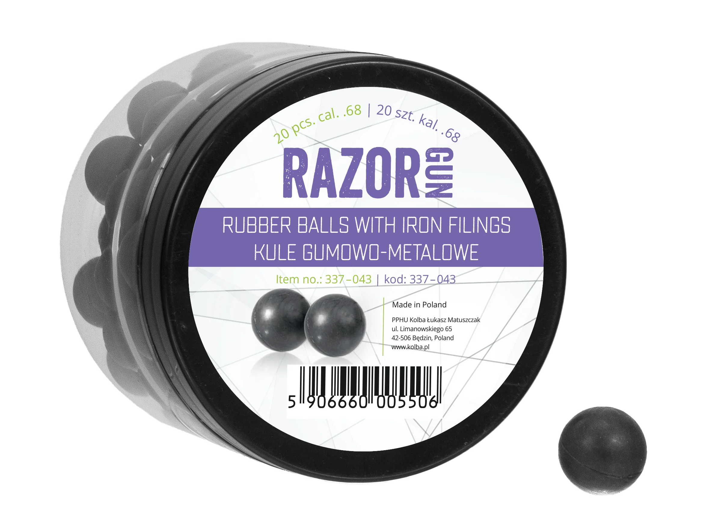 Kule gumowo-metalowe RazorGun 68 kal. .68 / 20 szt. do Umarex T4E HDS i SG-68 (337-043)