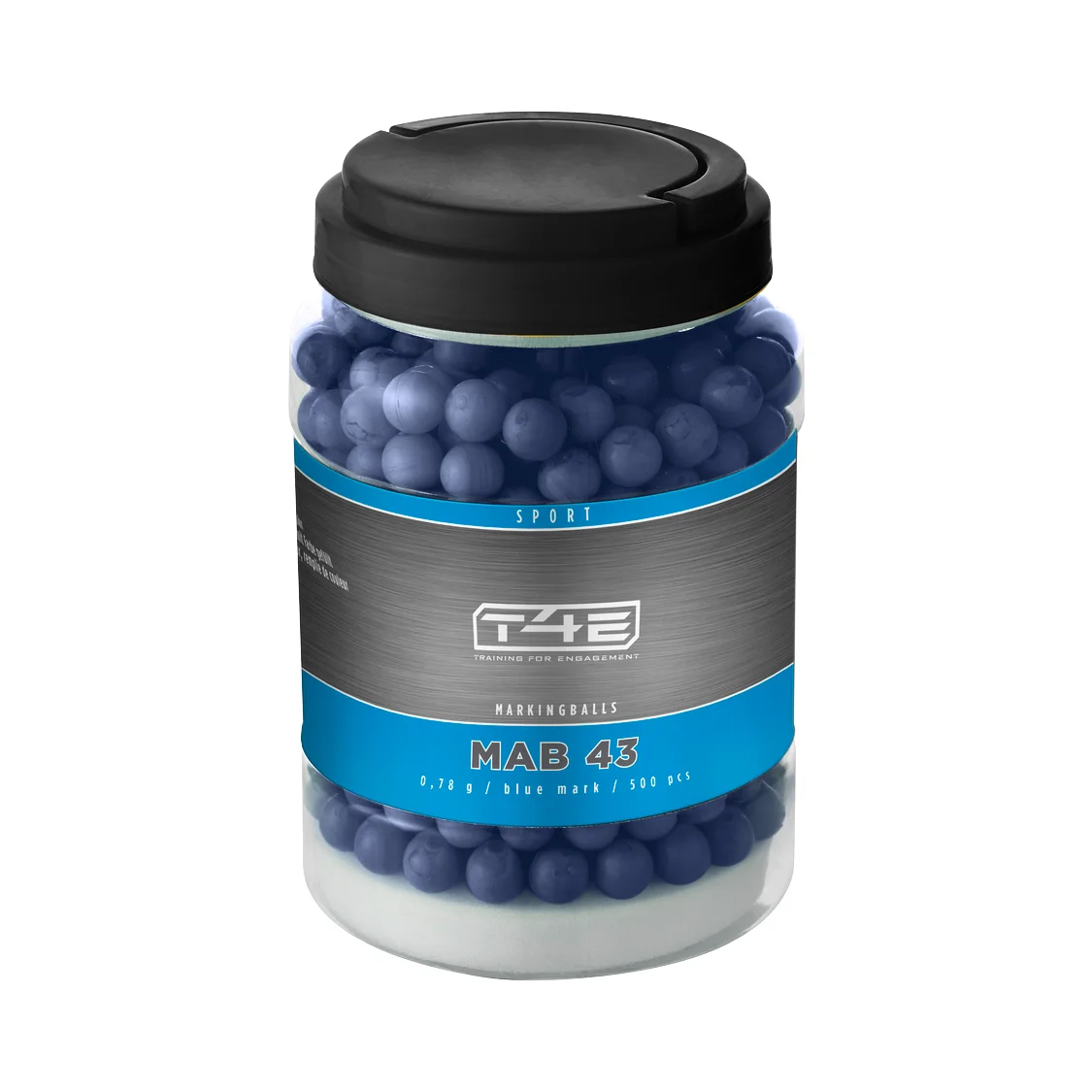 Zdjęcie produktu Kule z farbą T4E Sport MAB kal. .43 500 szt. niebieskie (2.4596)