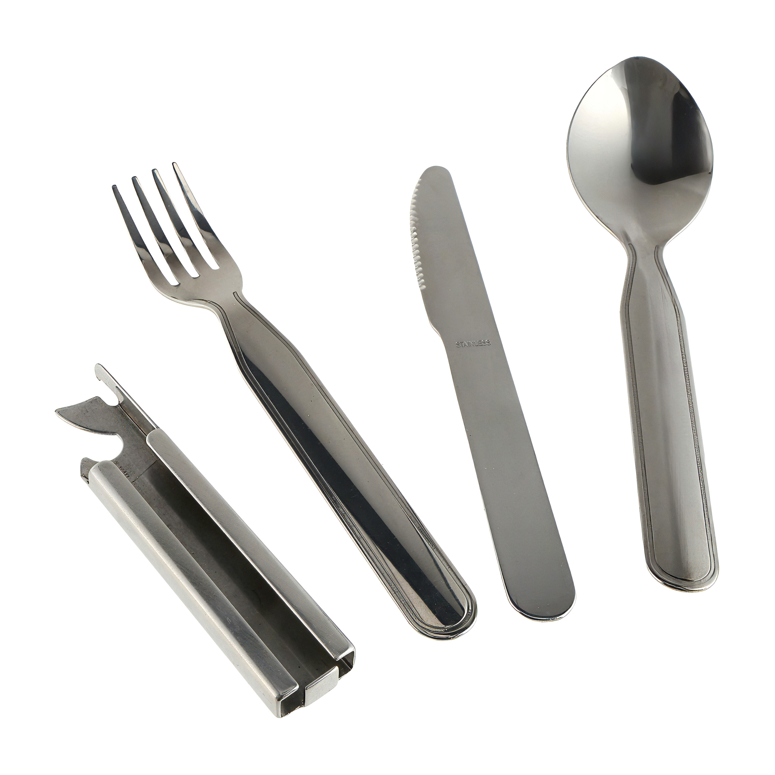 Zdjęcie produktu Outrest Foodkit 4w1 - Wojskowy Niezbędnik Turystyczny ze Stali Nierdzewnej z Etui (K704F)