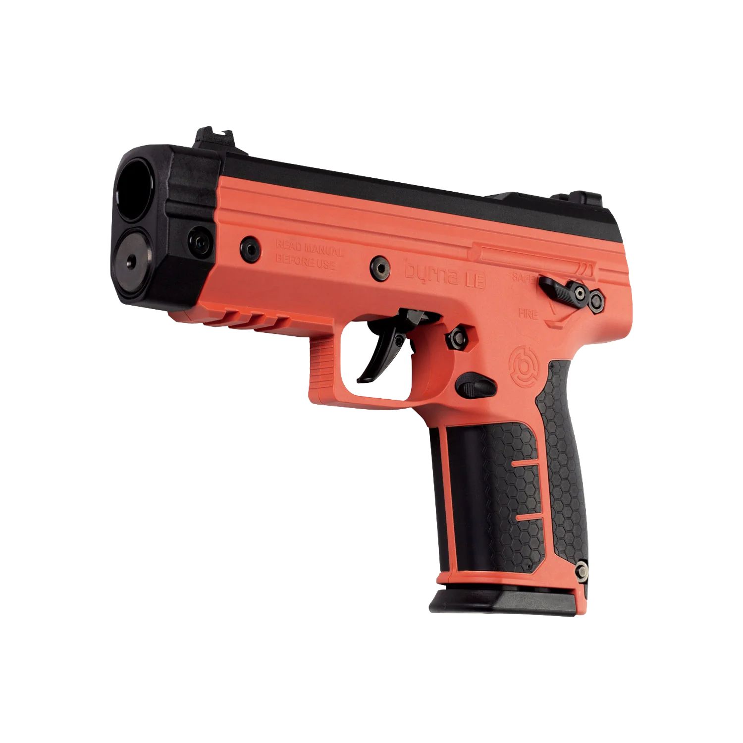 Zdjęcie produktu Pistolet na kule gumowe i pieprzowe BYRNA LE PLUS ORANGE k.68 CO2-12g zestaw (LK68300-2-ORN)