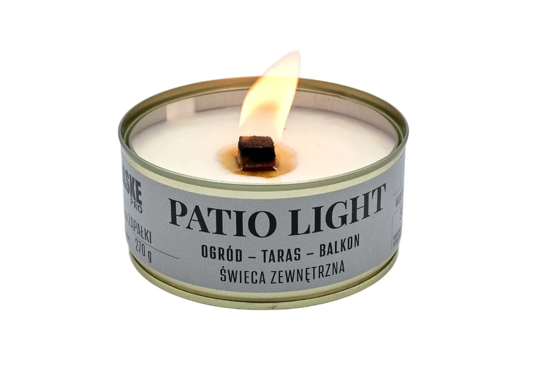 Zdjęcie produktu Świeca wiatroodporna EKO zewnętrzna Patio Light 260g Haske Pro 10h świecenia + zapałki