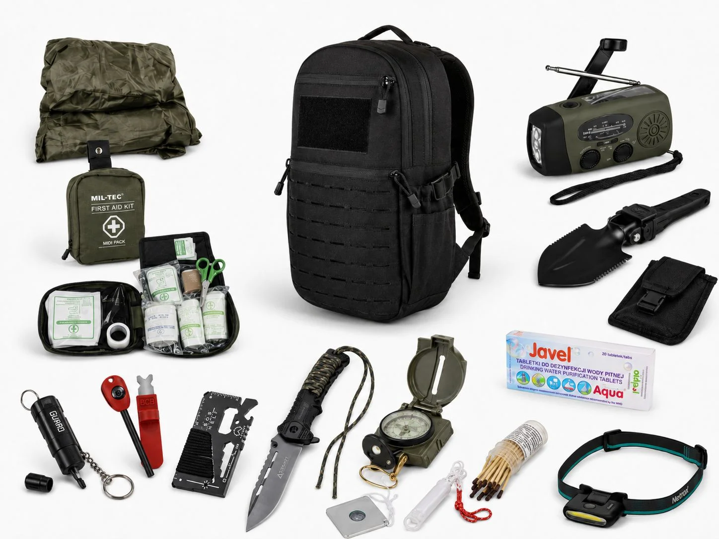 Zdjęcie produktu Plecak ewakuacyjny AZYMUT SURVIVAL 14 elementów