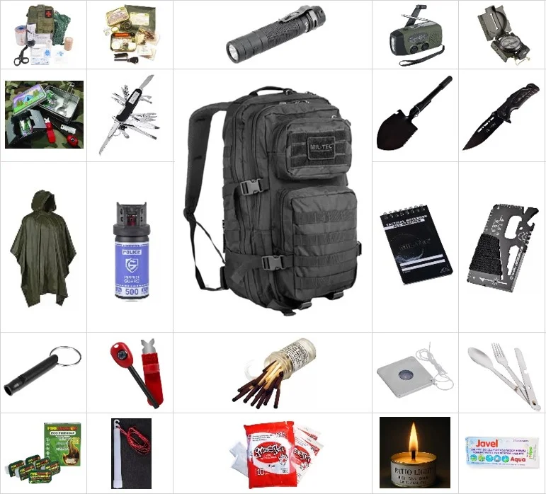 Zdjęcie produktu Plecak ewakuacyjny AZYMUT SURVIVAL 24 elementy - 100 narzędzi / funkcji