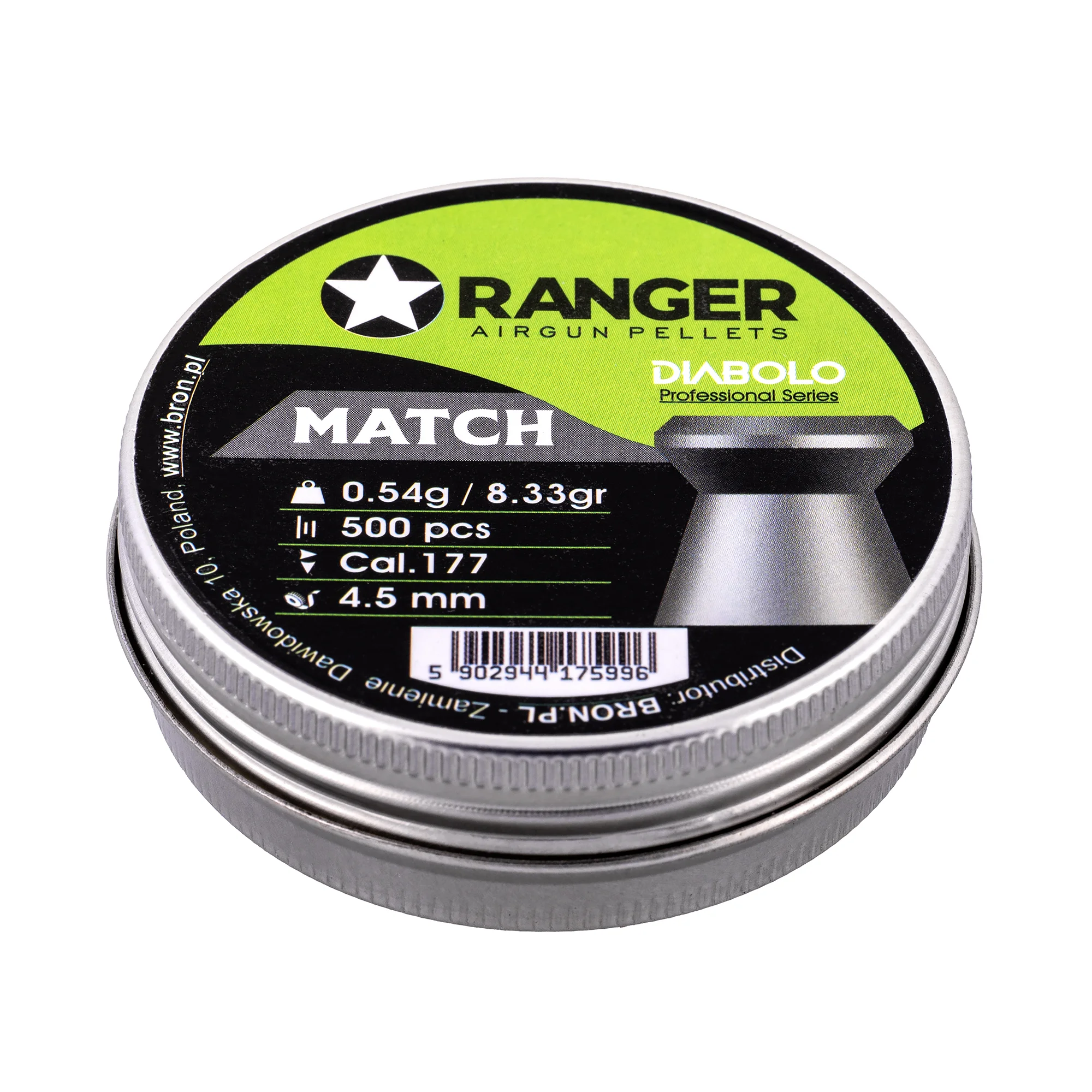 Zdjęcie produktu Śrut 4,5 mm Diabolo RANGER Professional Match płaski 500 szt. 0,54 g