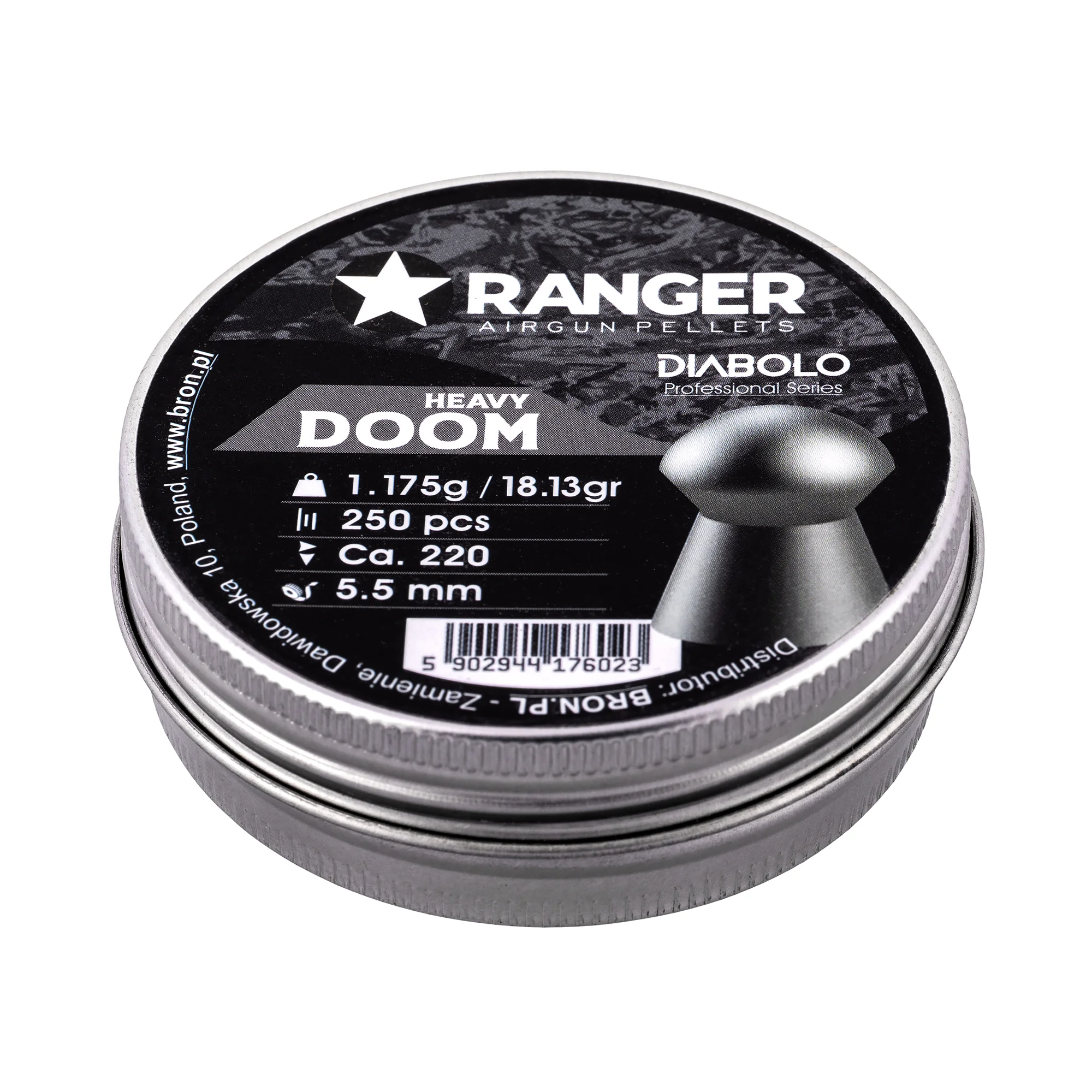 Zdjęcie produktu Śrut 5,5 mm Diabolo RANGER Doom Heavy grzybek 250 szt. 1,175 g