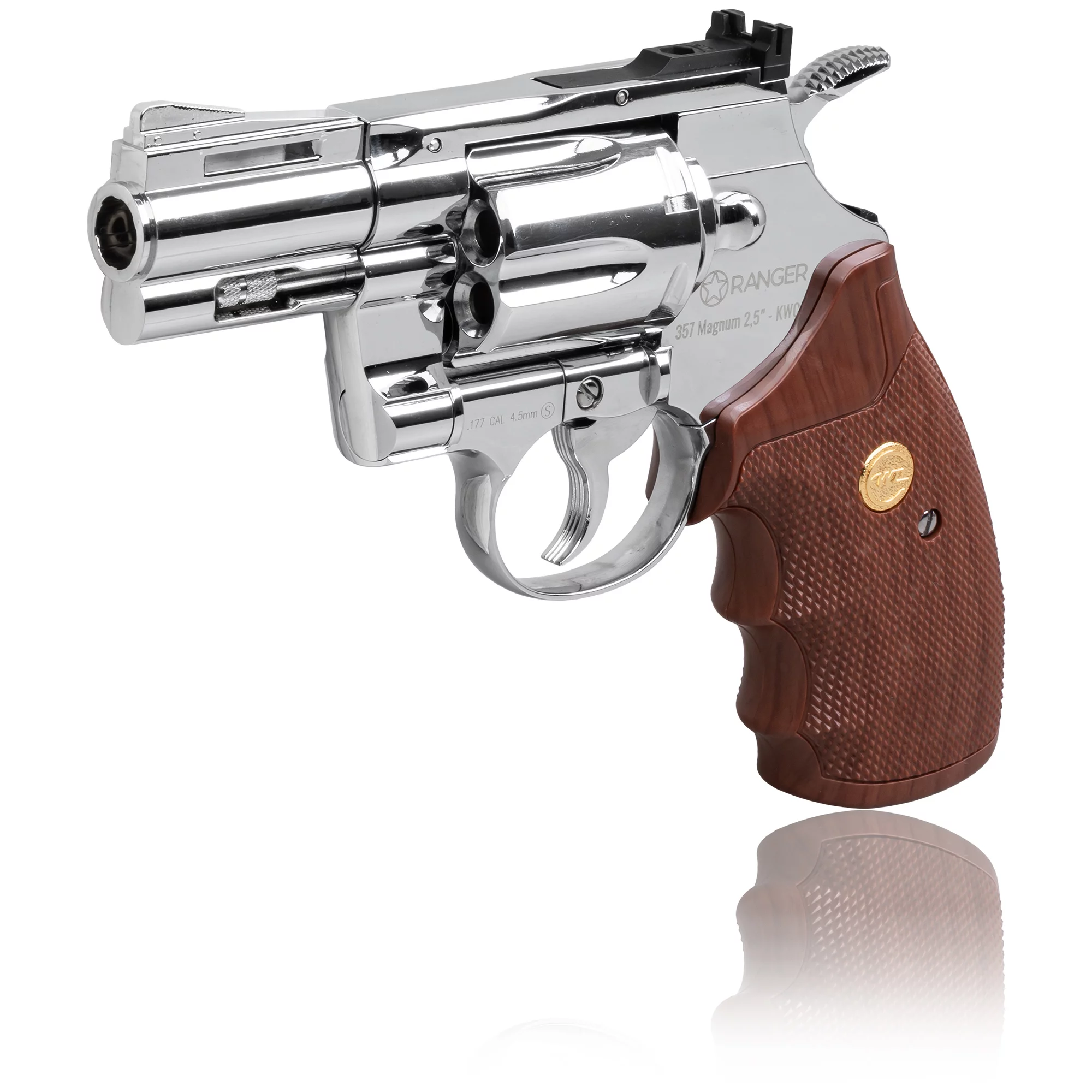 Zdjęcie produktu Rewolwer wiatrówka RANGER Python 357 Magnum 2,5" chrom KWC kal. 4,5 BBs 6-strz. FULL METAL CO2 (AAKCMD661BZB)