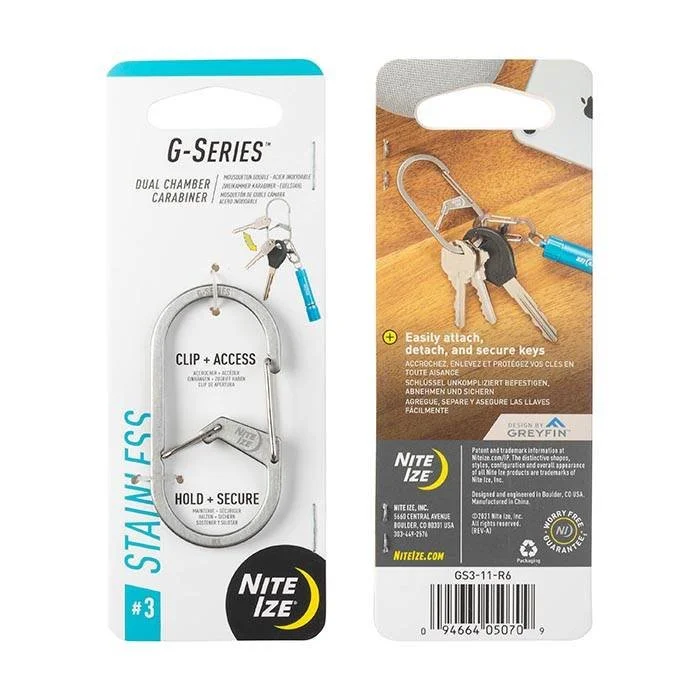 G-Series Dual Chamber Carabiner #3 - Stainless Steel - GS3- - Nite Ize