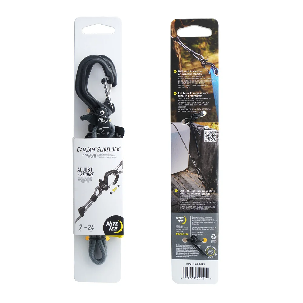 Elastyczna lina z klamrą CamJam SlideLock - Aluminium - Czarna - CJSLB5-01-R3 - Nite Ize
