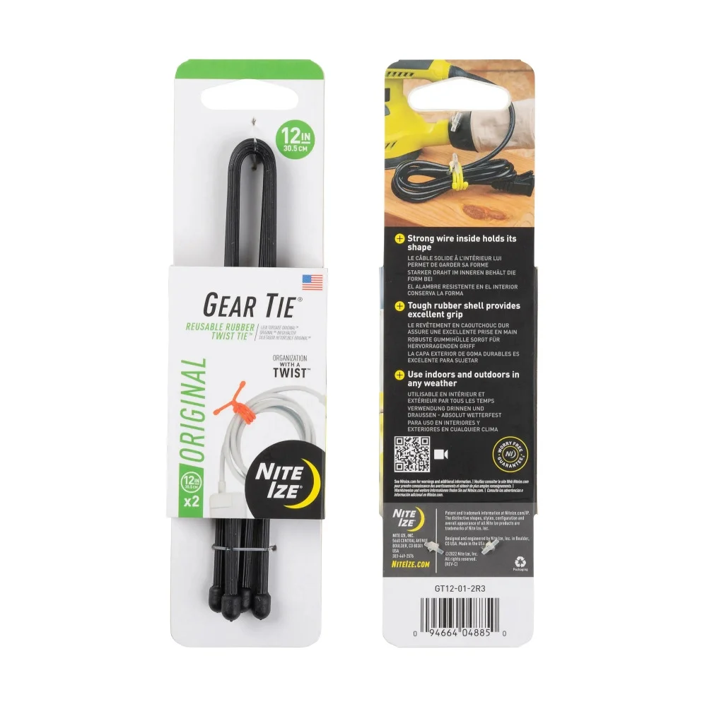 Zdjęcie produktu Elastyczne troki Gear Tie 12'' - Dwupak - Czarne - GT12-01-2R3 - Nite Ize