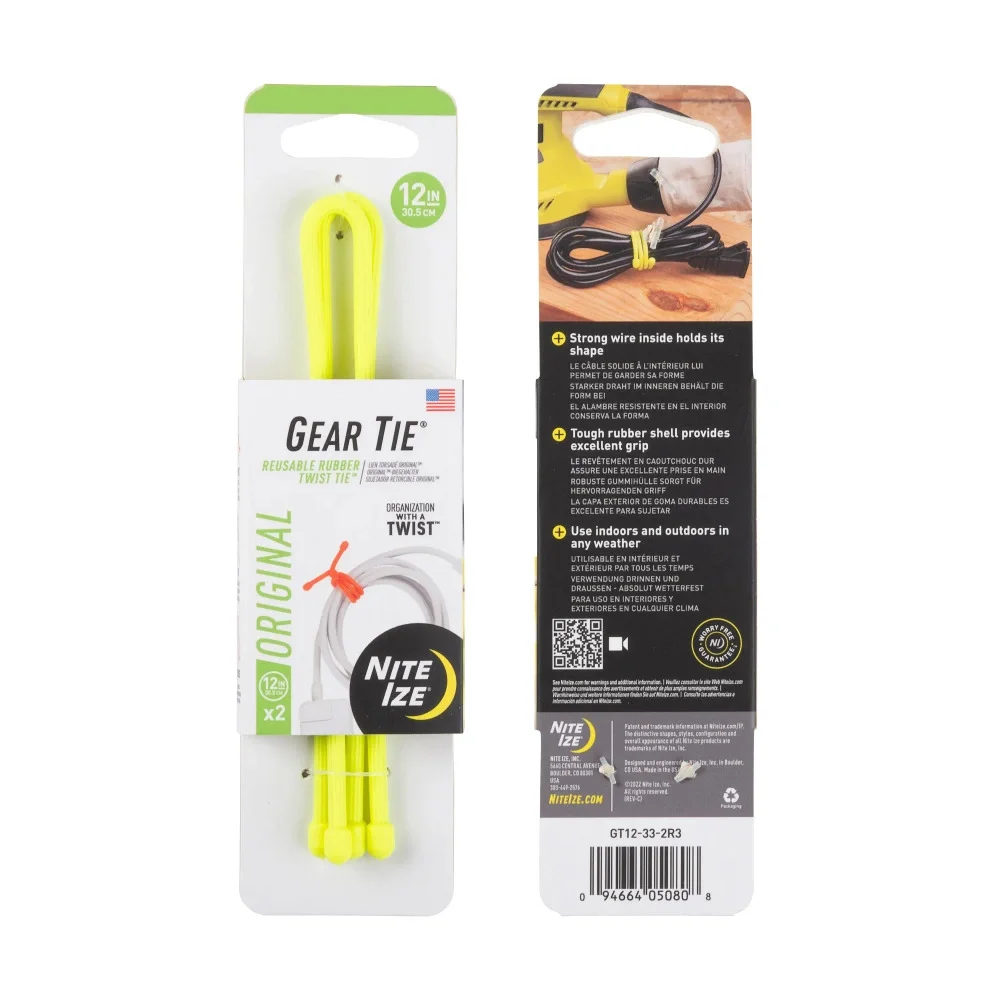 Zdjęcie produktu Elastyczne troki Gear Tie 12'' - Dwupak - Neon Yellow - GT12-33-2R3 - Nite Ize
