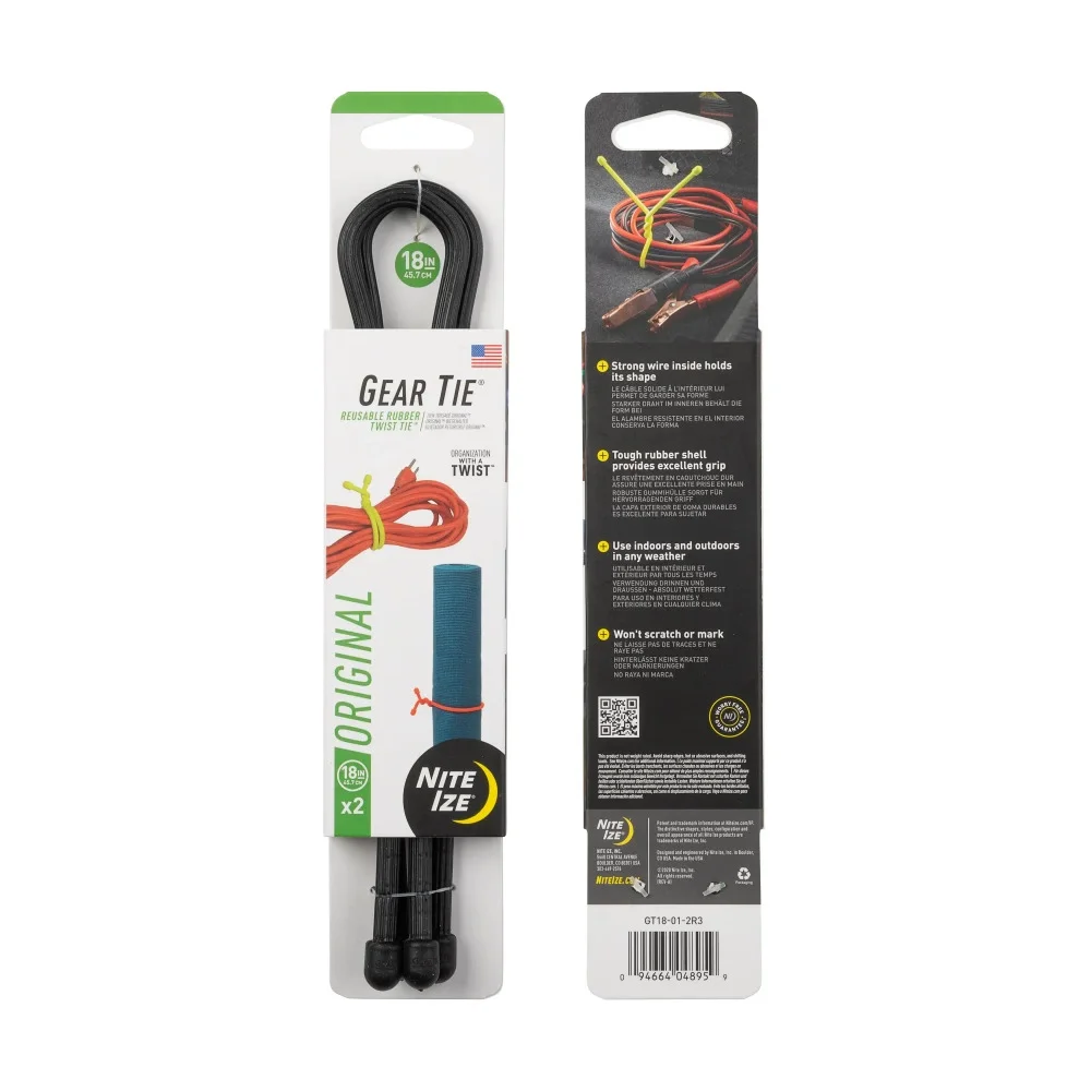 Elastyczne troki Gear Tie 18'' - Dwupak - Czarne - GT18-01-2R3 - Nite Ize