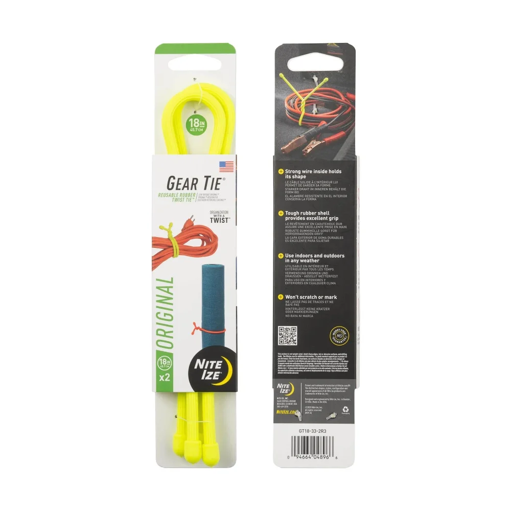 Elastyczne troki Gear Tie 18'' - Dwupak - Neon Yellow - GT18-33-2R3 - Nite Ize