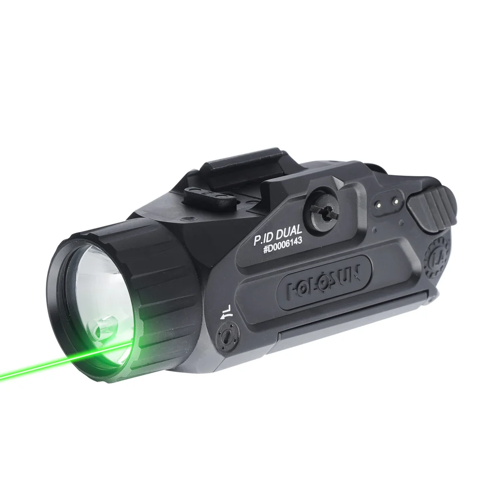 Latarka na broń HOLOSUN P.ID Dual - 17 000 cd - IR/Zielony laser - Czarna
