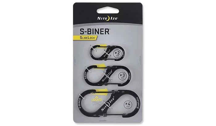 Karabinki Nite Ize S-Biner SlideLock Set #2, #3, #4 - Czarny - LSBC-01-R6 