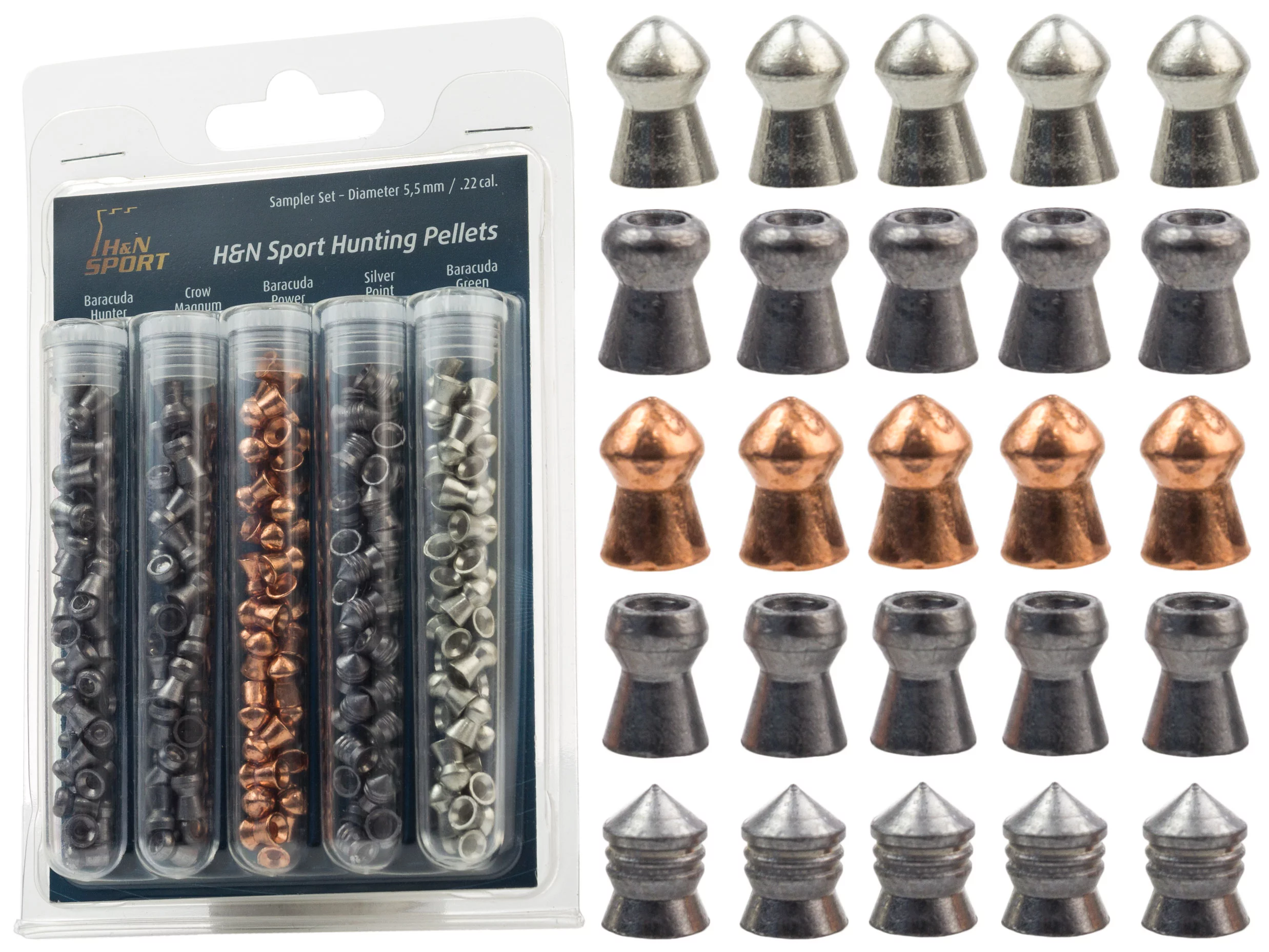 Śrut 5,5 mm Diabolo H&N Tester Hunting 155 szt. mieszany (99995500010)
