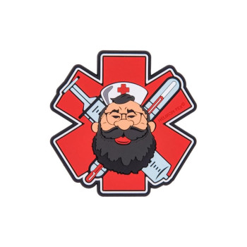 Emblemat Helikon "Beardman MEDIC" - PVC - Czerwony (OD-BMM-RB-25)