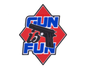 Emblemat Helikon "Gun is Fun"-pvc-czerwony (od-gif-rb-25)