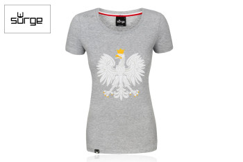 Koszulka patriotyczna Surge Polonia Godło Polski damska jasny melanż