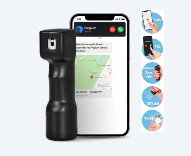 Gaz pieprzowy Plegium Smart Black +GPS+SMS+TEL+ALARM+LED (SPS-P-S-POL-BL-E)