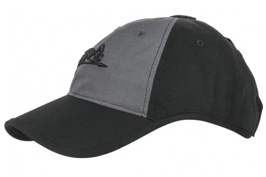 Czapka Helikon Logo Cap - PolyCotton Ripstop - Czarna / Shadow Grey B CZ-LGC-PR-0135B