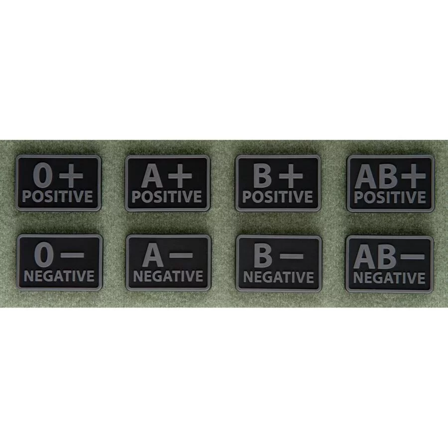 Zdjęcie produktu Emblemat Helikon GRUPA KRWI (komplet - 2szt.) - PVC - Czarny-Black - B/Rh+ (OD-BLP-RB-01-M02)