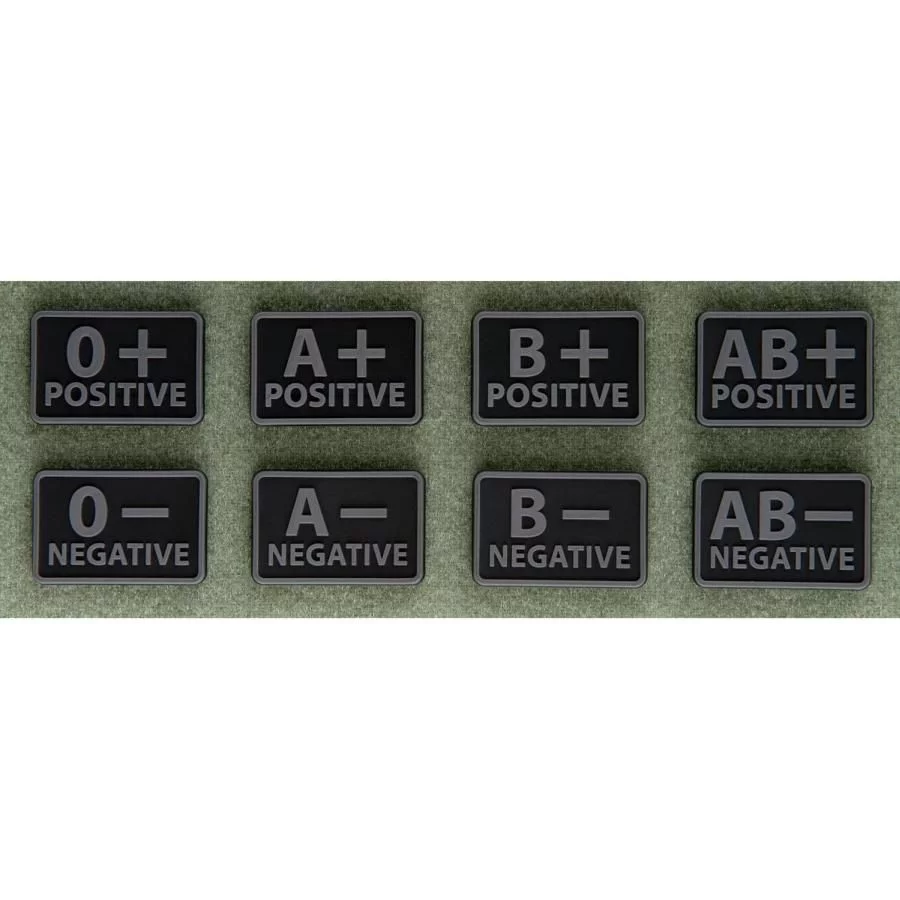 Emblemat Helikon GRUPA KRWI (komplet - 2szt.) - PVC - Czarny-Black - AB/Rh+ (OD-BLP-RB-01-M03)