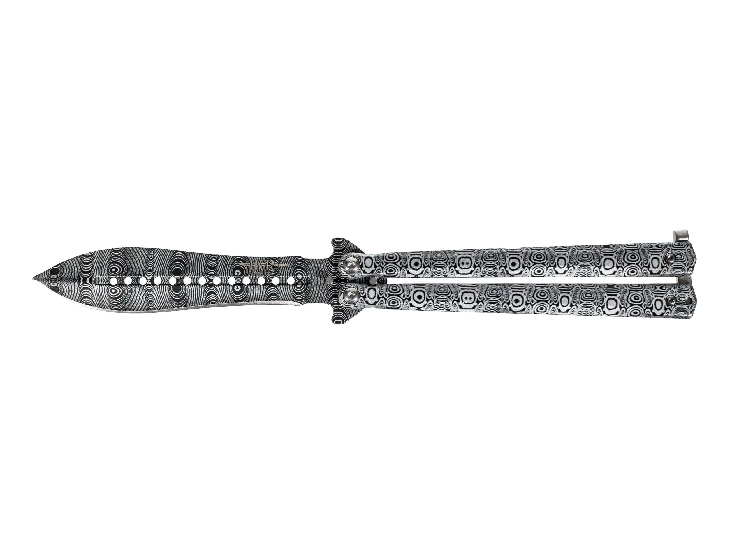 Zdjęcie produktu Nóż Joker JKR644 motylek szary damasceński (JKR644)