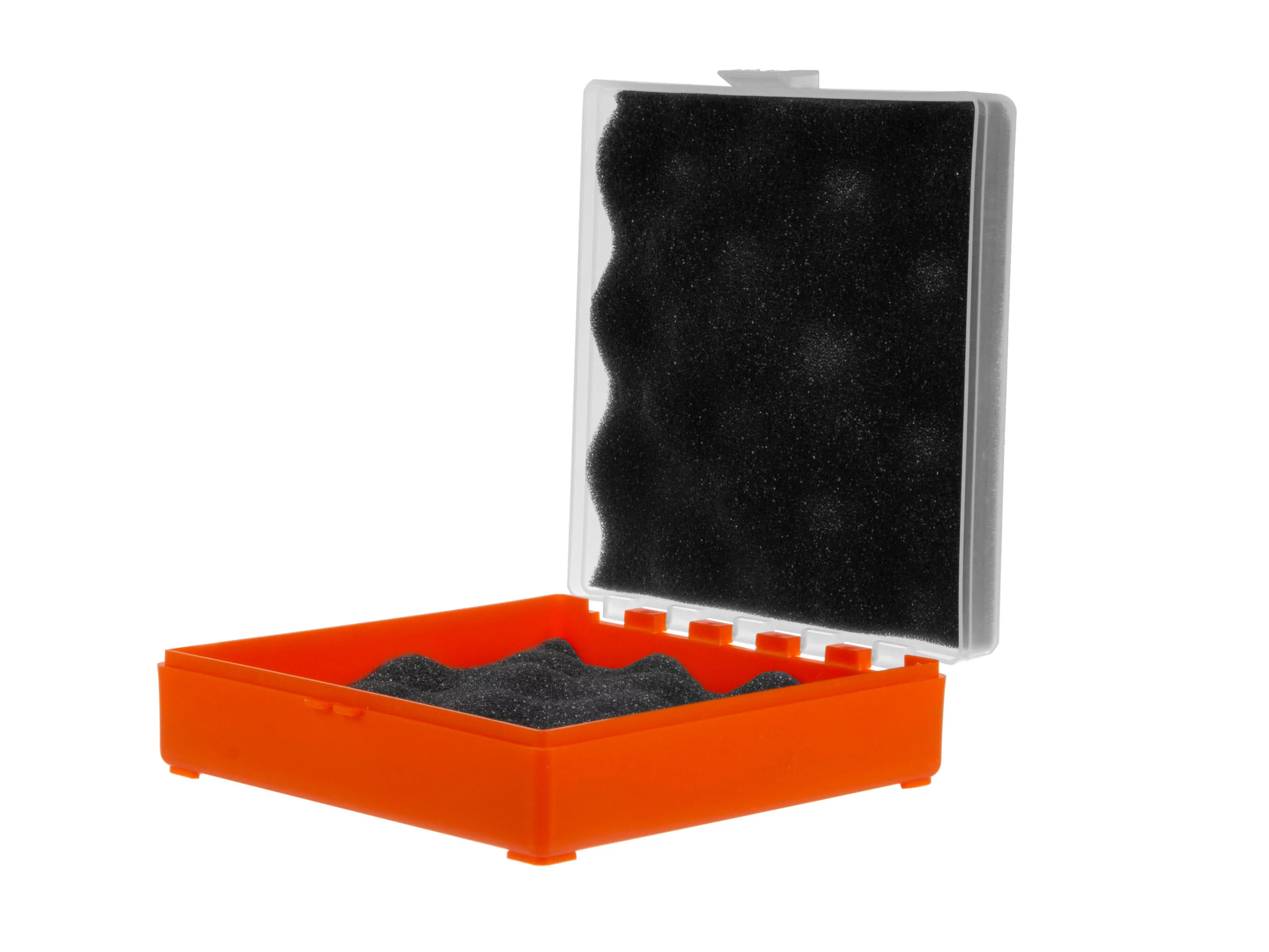 Pudełko Megaline 11x11x3,5 pomarańczowo-przezroczysty gąbka 2 szczęki rekina (607/0001OT)