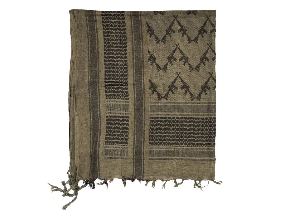 Chusta ochronna arafatka Mil-Tec zielono-czarna z karabinami (12609201)