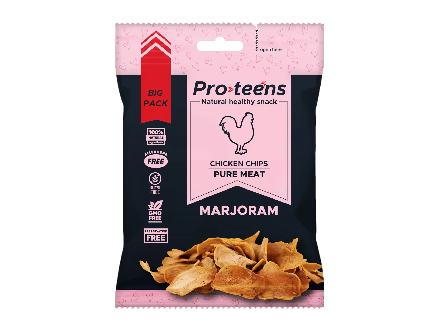 Zdjęcie produktu Chipsy z kurczaka Merzdorf Proteens Chicken Chips 26 g majeranek (551-002)