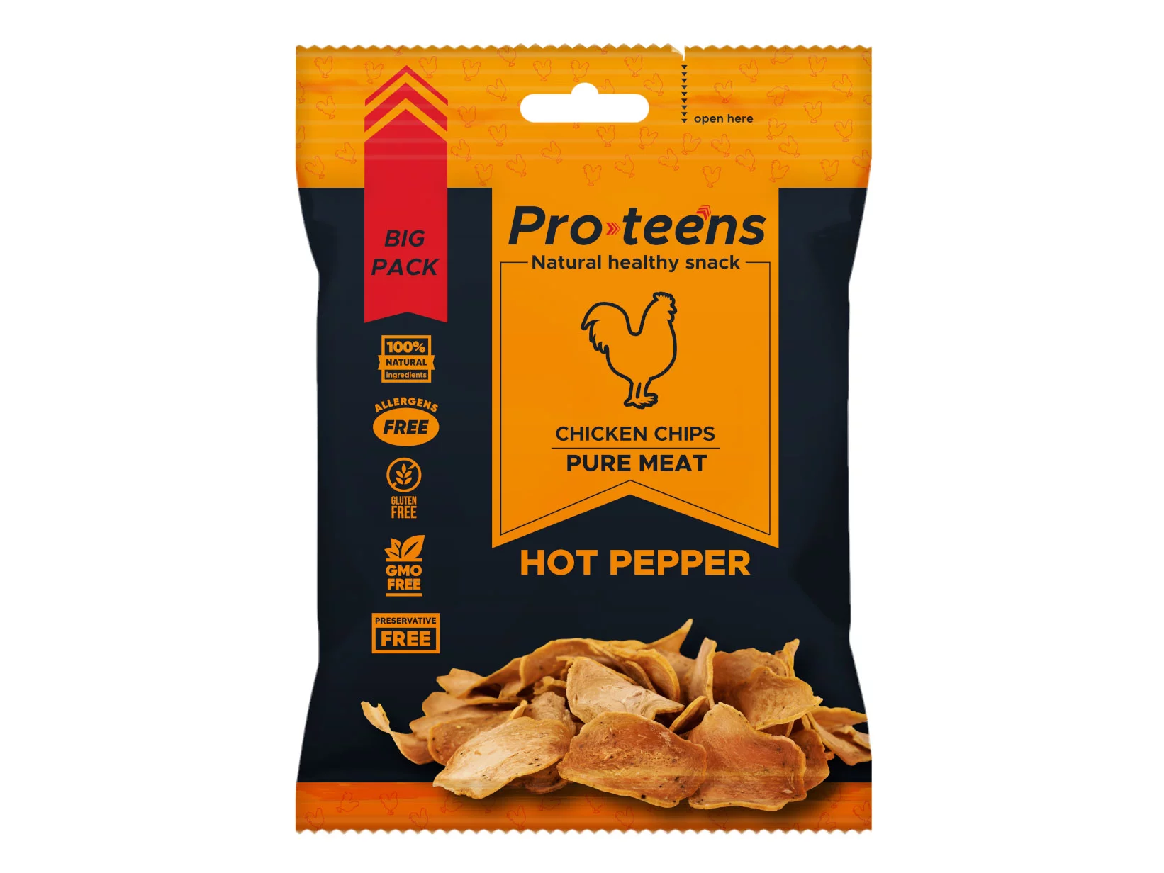 Zdjęcie produktu Chipsy z kurczaka Merzdorf Proteens Chicken Chips 26 g ostra papryka (551-003)