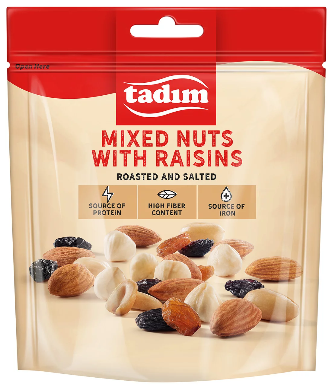 Zdjęcie produktu Mieszanka orzechów i rodzynek Tadim solone 75 g (617-015)