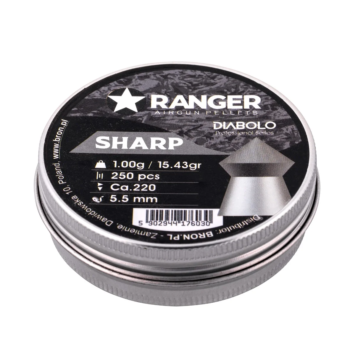 Zdjęcie produktu Śrut 5,5 mm Diabolo RANGER Sharp szpic 250 szt. 1,00 g