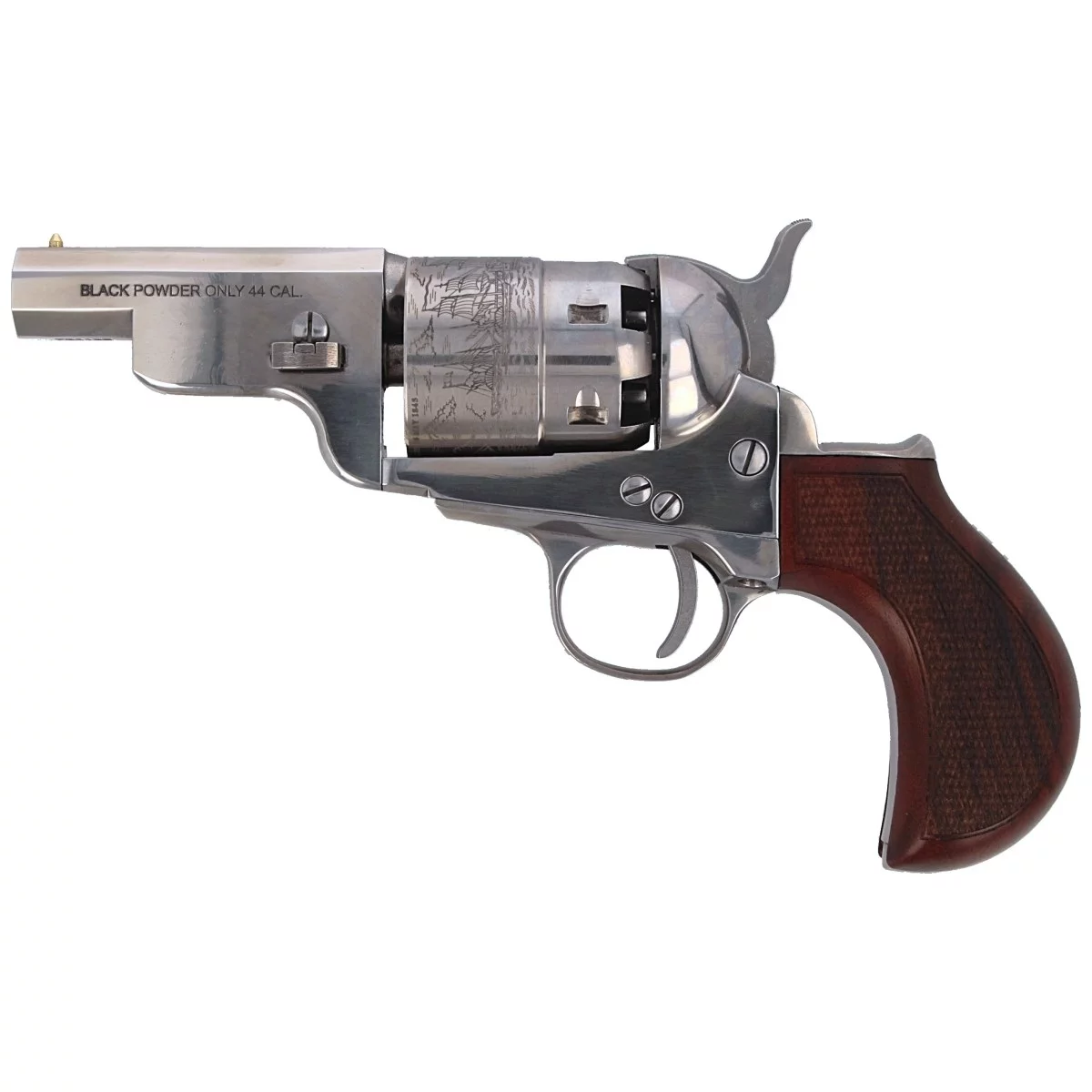 Zdjęcie produktu Rewolwer czarnoprochowy Pietta Colt Navy Yank 1851 SnubNose .44 lufa 3" Old silver (YASOS44MTLC)